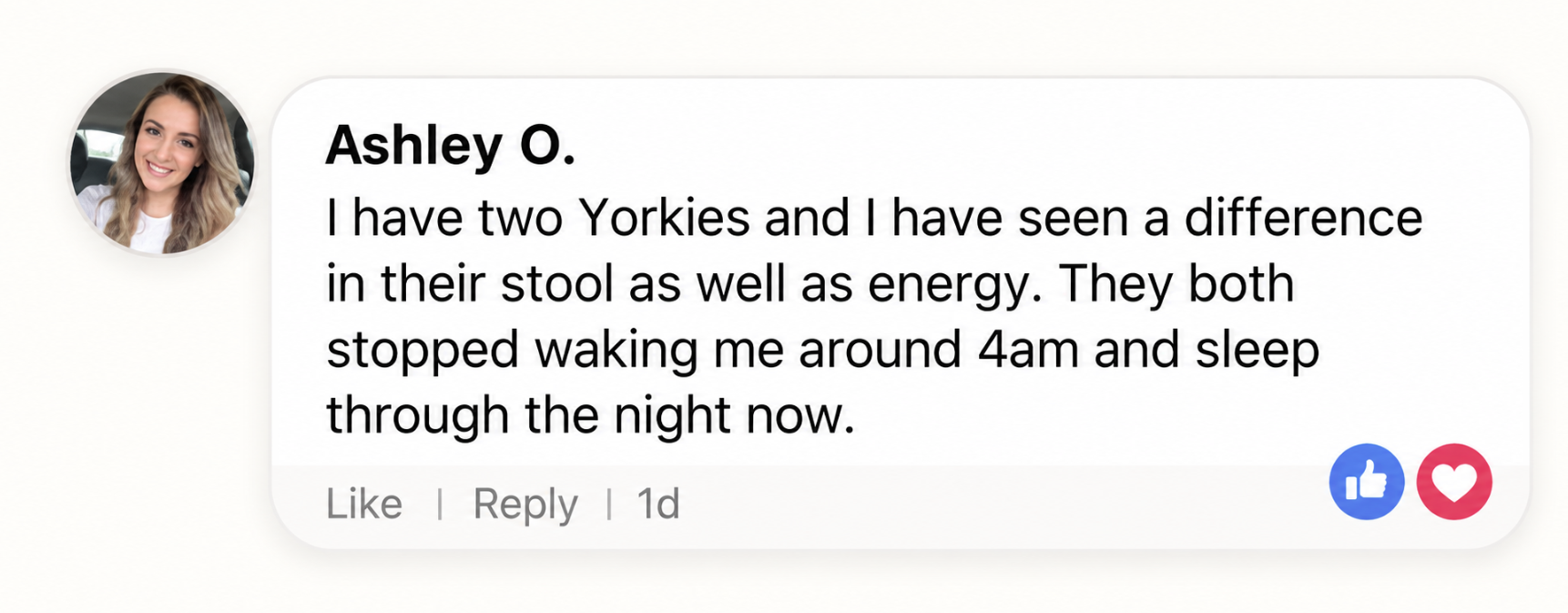 Original Facebook review by Ashley O.